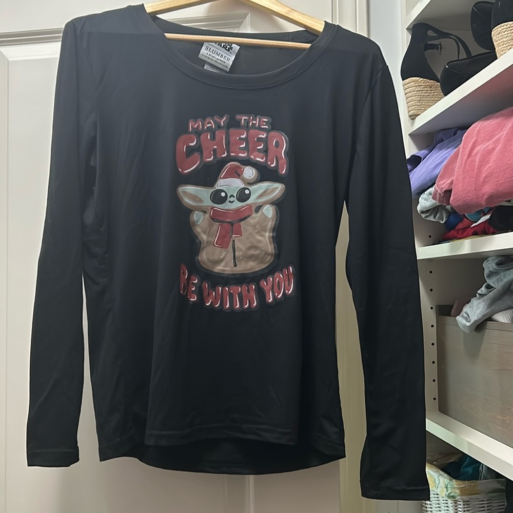 Star Wars munki munki sleepwear long sleeve pj shirt black medium baby yoda